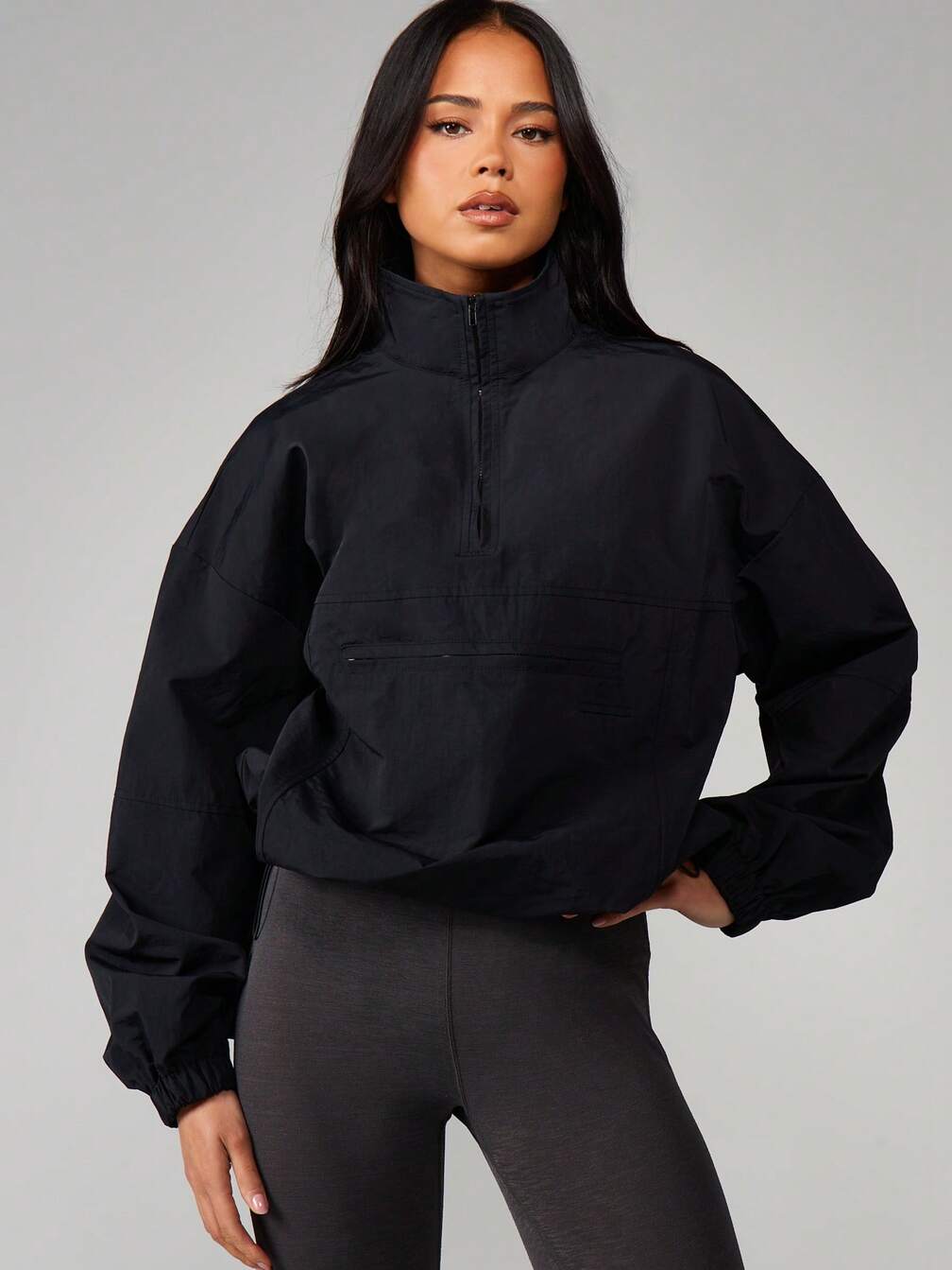 MISSGUIDED Funnel Neck Half Zip Windbreaker Jacket｜MISSGUIDED