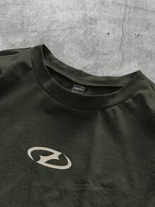 AXEPEAK 男士针织休闲日常宽松短袖拼接T恤 - 綠色 - 查看 3