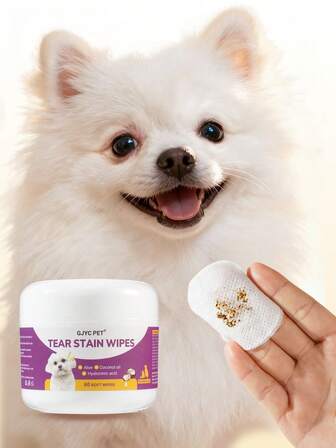PETSIN ผ้าเช็ดทำความสะอาดคราบน้ำตาสำหรับสัตว์เลี้ยง สุนัขและแมว - 60 ชิ้น, ผ้าเช็ดทำความสะอาดดวงตาและใบหน้าประจำวันอย่างอ่อนโยน, ทำความสะอาดขี้ตา, คราบ และสิ่งสกปรก, ผ้านุ่มและอ่อนโยน