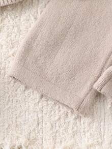 SHEIN Ensemble Top pull croisé col vintage et pantalon droit assorti pour bébé fille. Tenue confortable et élégante pour bébés et tout-petits, adaptée aux sorties et à la maison, automne/hiver