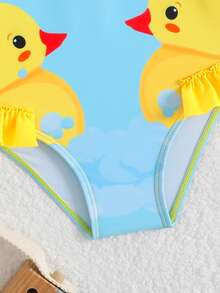 1件女婴可爱小鸭印花连体泳衣，拉链设计，时尚优雅，适合游泳、度假、夏季穿着。女婴防晒泳衣，幼儿防晒泳衣，女童幼儿泳衣，长袖海洋主题婴儿服，海底主题泳衣，幼儿女婴长袖泳衣，女婴海洋印花婴儿服，适合邮轮旅行的婴儿服，适合婴儿沙滩穿着的幼儿长袖泳衣，12个月长袖泳衣，女婴防晒长袖婴儿泳衣，长袖幼儿沙滩服，婴儿泳衣，女婴长袖幼儿泳衣，长袖幼儿泳装。 - 黃色 - 查看 4