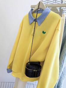 Resyla 秋冬新款休闲学院风女式卫衣 - 黃色 - 查看 7