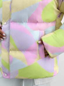 EURMUSE Giacca invernale casual, ampia, con chiusura lampo anteriore e stampa geometrica, manica lunga, da donna