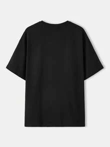 Supernatural X SHEIN Men's Letter & Figure Graphic Round Neck Short Sleeve T-Shirt, Emo, 2000s Style - Black - View 2