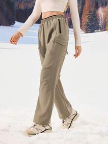 OutZeal 女士防水保暖内衬多口袋灰色户外裤，适合秋冬季露营徒步 - 灰卡其色 - 查看 6