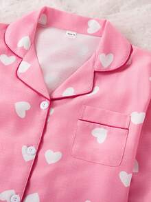 2件套少女杏色蝴蝶印花长袖开衫和裤子休闲舒适家居服 - 彩色 - 查看 7