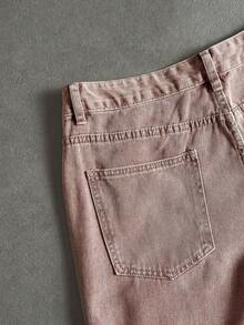 Manfinity ZONE917 Men's Loose Fit Straight Leg Jeans With Pockets - Red Violet - View 3