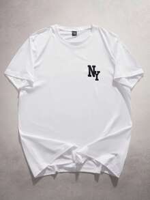 StoneGrade 男士字母印花圆领休闲夏季短袖T恤 - 白色 - 查看 1