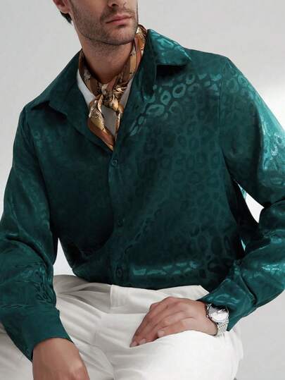 Airaco Men's Casual Printed Long Sleeve Shirt