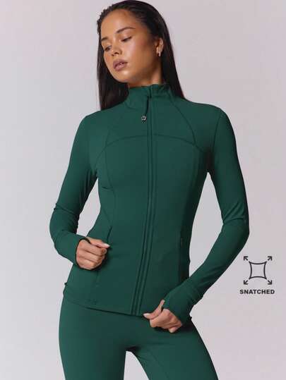 Musera Sport Chaqueta deportiva activa con cremallera y manga larga, musera, sin costuras, ajustada, elástica, para pilates, fitness, correr en el desierto