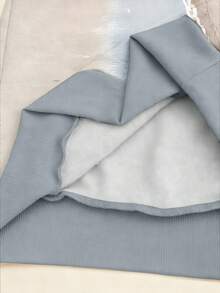 INAWLY 心形印花半拉链宽松休闲套头卫衣 - 灰色 - 查看 3