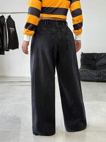 Jeanoix Jeans amples et décontractés, lavés, sans stretch, pour femmes grandes tailles, style Y2K polyvalent