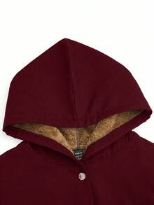 GlowEve 冬季休闲保暖连帽束腰外套 - 酒紅色 - 查看 3