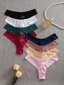 8件套浪漫性感蕾丝女士丁字裤，多色