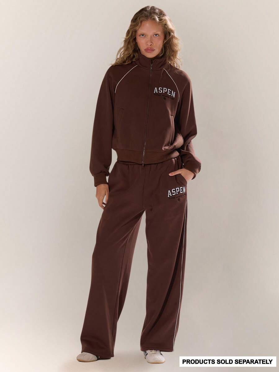 MUSERA Aspen Embroidered Logo Wide Leg Baggy Fit Drawstring Waist Joggers Only Autumn Fall Winter Ski Vacation  Lounge Holidays - Multicolor - View 1