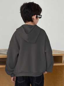 DAZY Tween Boy Casual Loose Fit Sweatshirt With Letter Embroidery, Street Style For Autumn Sweatshirt - Dark Grey - View 6