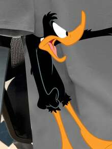 Looney Tunes X Manfinity Manfinity Joysei 男士休闲卡通印花圆领短袖T恤 - 灰色 - 查看 4