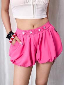Y2Kool BiGraphic Women's Pink Casual Sweet & Spicy Y2K Millennium Ballerina Solid Color Sexy Shorts Hot Pink 80s Party Springs Women Birthday For Women Carnival,Valentine's Day - Purple - View 4
