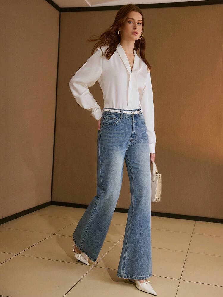 BLOUSE POLYVALENTE COL V POUR FEMMES
