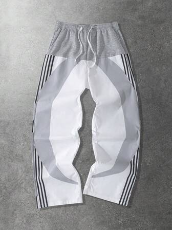 Herren Stoffpatchwork Loose Fit Hose