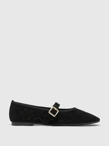 CUCCOO BIZCHIC Women's Casual Versatile Commuting Minimalist Hollow Flats For Christmas - Black - View 8