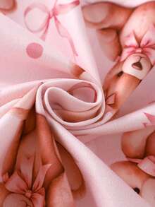 2件套幼儿女童可爱优雅休闲舒适粉色小熊蝴蝶结卡通印花开衫长袖上衣和裤子睡衣套装 - 彩色 - 查看 3