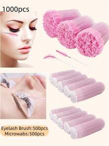 100/200/400/600/800/1000PCS Pink Disposable Micro Applicator Brush Swabs Eyelash Extension Mascara Wands For Professional Salon Makeup Artist Beauty Lash Styling Tools Must Have Accessories - Pink - View 16
