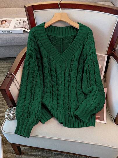 GlowEve CURVE Plus Size Women V-Neck Twist Knit Sweater Top