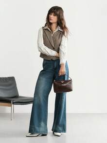 SHECARRY Bolsos de mujer de asa superior de unicolor minimalista casual