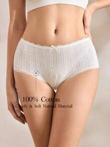 Ocili Women's Contrast Lace Bow Decor Briefs - White - View 1