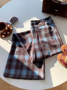 Comfortcana 纯色高腰直筒喇叭裤 - 彩色 - 查看 5