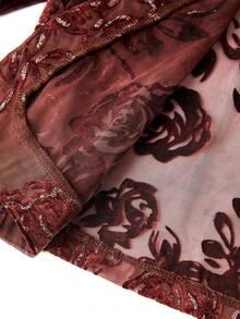 Ellevyn Cárdigan elegante de cuello en V con estampado floral jacquard - Burdeos - Ver 13