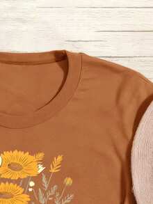 EMERY ROSE Women's Fitted Short Sleeve T-Shirt With White Printed Graphic - Orange - View 3