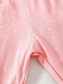 SHEIN 3件装新生儿连体裤，亲肤材质，连体设计防寒，白色蝴蝶结，粉色波点，包含深粉色、浅粉色和白色。 - 彩色 - 查看 8