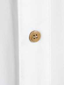 HIMLAND Men's Casual Solid Color Basic Button-Down Short Sleeve Shirt Men's Vacation Casual Style, INS Matched With A Knitted  Geometric Striped Crochet Textured Jacquard Loose Short-Sleeve Shirt. Featuring A Button Placket, This Shirt Embodies French Elegance And Romance, Making It Perfect For Hawaiian Beach Vacations, As Well As Music Festivals And Everyday Wear. It Also Serves As An Ideal Gift For Boyfriends Or Husbands. Men's Striped Short Sleeve Single-Breasted Casual Commuter Shirt, Cool Shirts For Men, Nice Shirts For Men, Men's Fashion Shirts - White - View 5