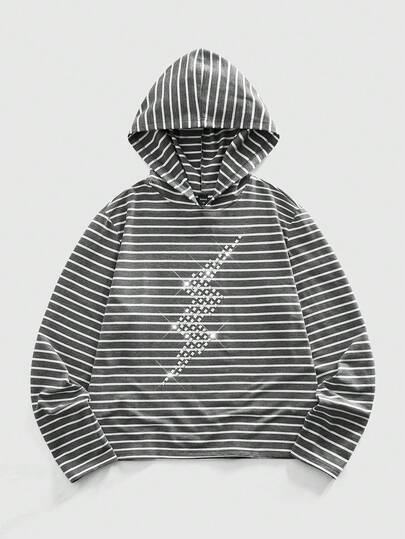 Street Life Sudadera con capucha de corte slim con diseño de parches a rayas para hombre