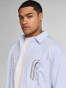 Musero 长袖纽扣式正式衬衫上衣 春夏叠穿胶囊衣橱 - 淺藍色 - 查看 2