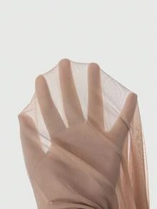 ROMWE Avant Music Festival Sexy Slinky Draped Neck Plunging Neckline Sheer Off Shoulder Women Dress - Camel - View 5