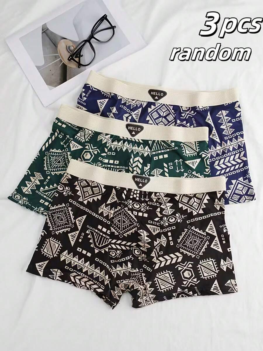 Velminro Bóxers de hombre con estampado geométrico a la moda y cómodos - Multicolor - Ver 1