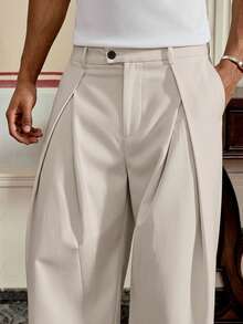 SWAVVY Pantalones casuales sueltos de pierna recta de unicolor para hombres - Albaricoque - Ver 7