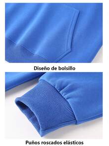 Sudadera con capucha con patrón de Corazón Azul para mujeres - suéter de moda casual, bolsillo canguro - Neblina azul - Ver 6