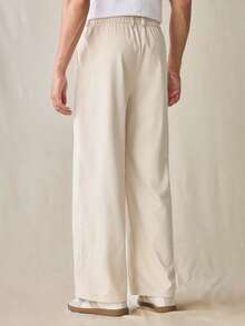 SWAVVY 男士纯色松紧腰直筒休闲梭织裤，纯色长款度假宽松休闲裤，适合送给老公、男朋友的礼物