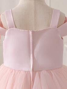 Glamorique Kids Abito senza maniche per bambine con decorazione floreale 3D in perline, tessuto in chiffon e raso a spalle scoperte, abito elegante di alta qualità per uso quotidiano, vacanze, matrimoni, feste di compleanno, esibizioni, principessa - Rosa - Visualizzare 3
