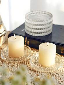 4pcs Glass Pillar Candle Holder Plates, Round Glass Candle Plates For Dinner Wedding Party Table Centerpieces (Transparent, Amber, Pink, Green, Blue, Black) Coasters For Wedding Valentine's Day Table Centerpieces Room Home Decor Coffee Coasters Ashtrays Festival Event Supplies Family Gathering Theme Party - Multicolor - View 6