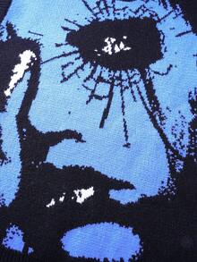 ROMWE MEN Men's Casual Face Jacquard Knit Vest, Autumn/Winter - Black - View 3