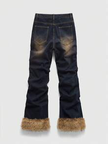 ROMWE MEN Jeans de mezclilla con parches de estilo vintage lavado y suave para hombres - Negro - Ver 2