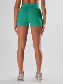 Musera Sport High Waist Mini Shorts Active Comfy Workout Gym Running Run Club, Padel, Tennis, Pickleball Gym Fitness - Mint Green - View 4