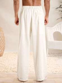 HIMLAND 男士夏季轻薄透气宽松亚麻沙滩裤