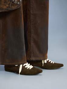 CUCCOO GRLICON Zapatos planos de mujer con cordones, versátiles y casuales, adecuados para Navidad, Acción de Gracias y atuendos de fiesta de Año Nuevo