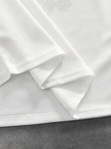 ROMWE MEN Street Life 男士休闲十字架标语印花长袖T恤，秋季款 - 白色 - 查看 5